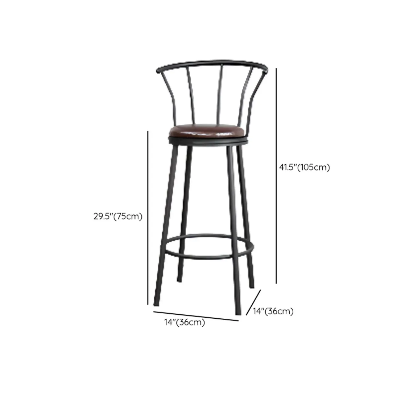 Adjustable Metal Swivel Bar Stools with Cushions #size