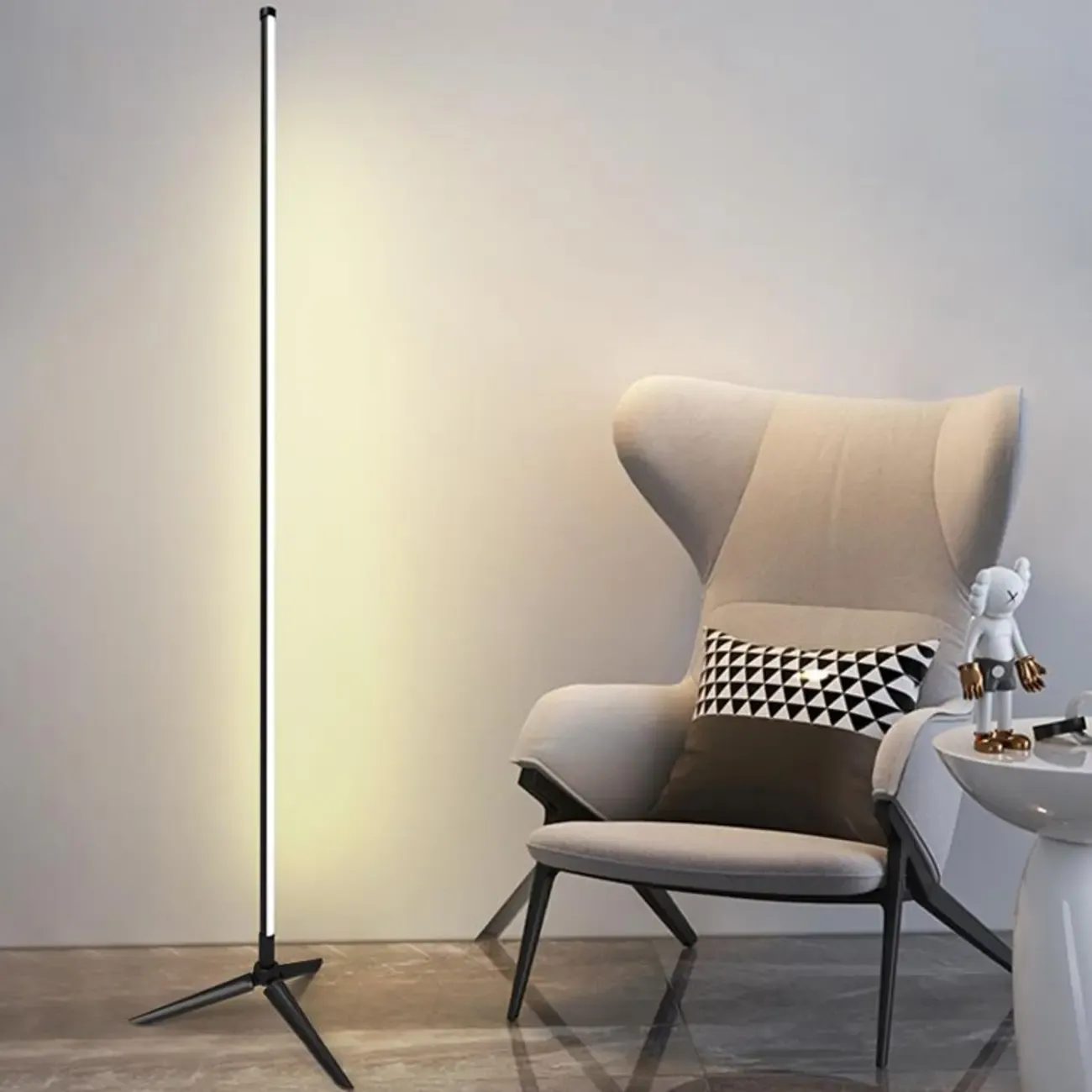  Minimalist Metal LED Coner Floor Lamp for Living Room Decor Image - 1