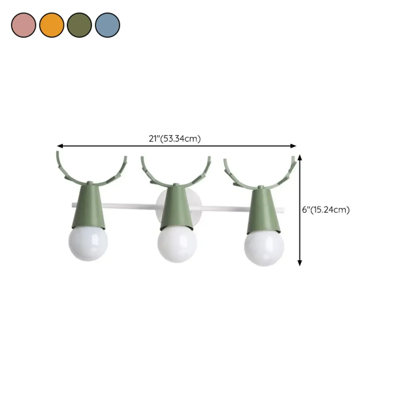 3-Light Modern Antler LED Vanity Light Fixture for Bathroom #size
