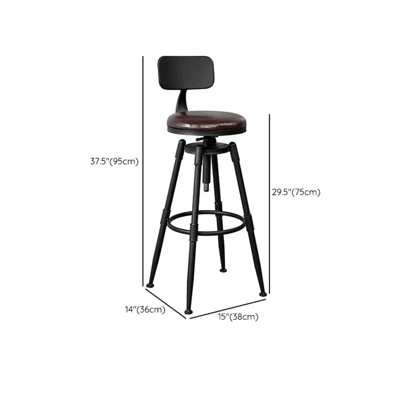 Adjustable Metal Swivel Bar Stools with Cushions Image - 17