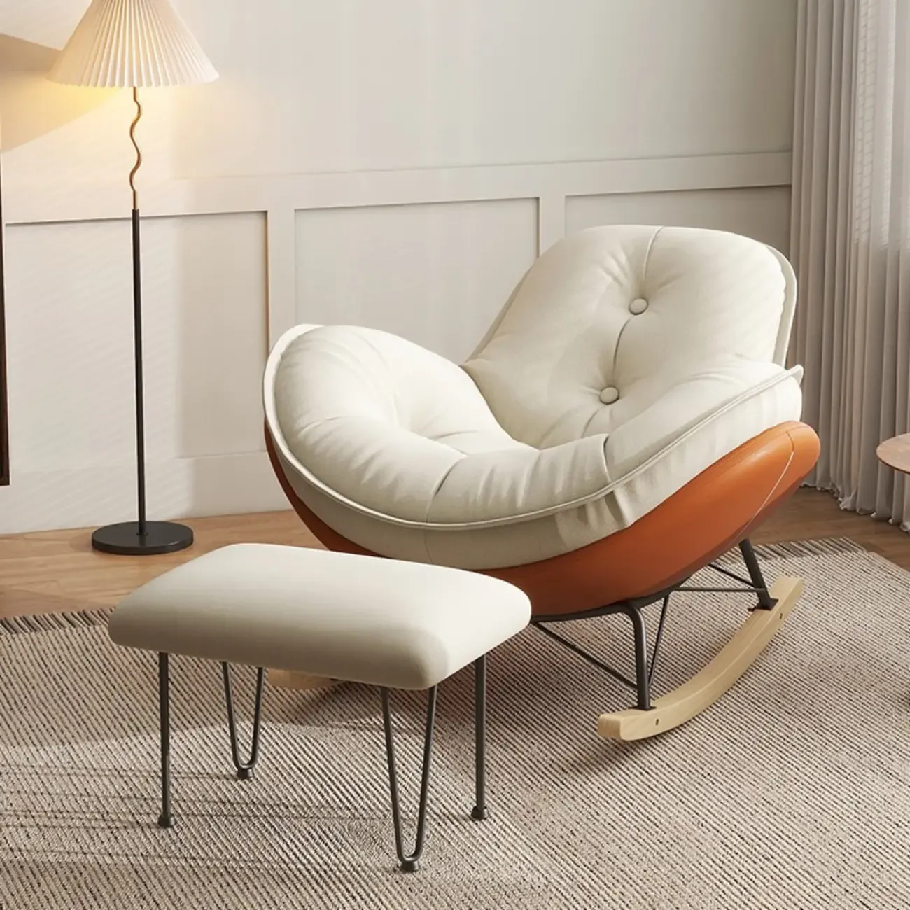 Upholstered Flared Arm Rocking Chair with Optional Ottoman - HomeyFad
