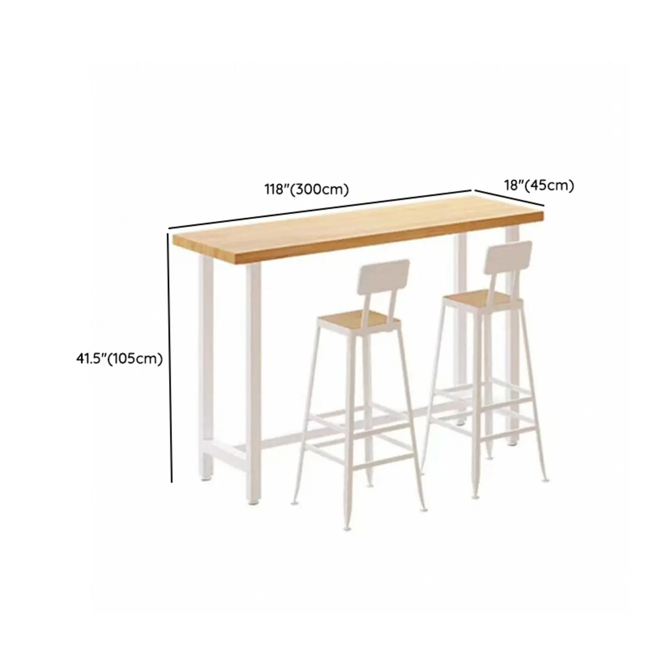 Simplistic Pine Wood Bar Table with White Metal Base for Dining Image - 20 | homeyfad