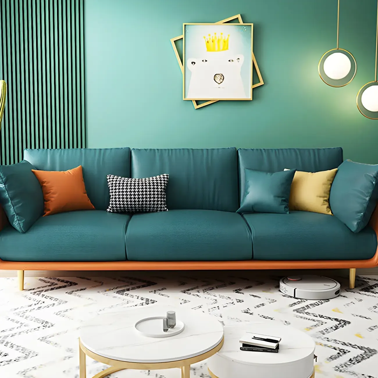 3-Seater Modern Leather Sofa with Cushioned Seat Image - 1