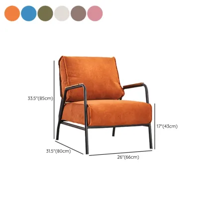Modern Leather Accent Chair with Pillow and Metal Arms Image - 19