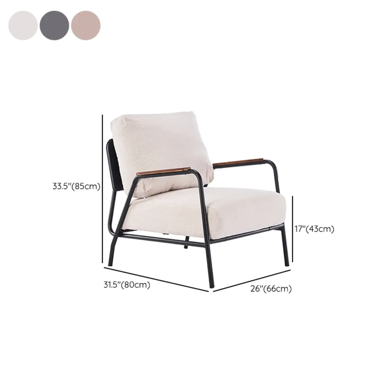Modern Leather Accent Chair with Pillow and Metal Arms Image - 20