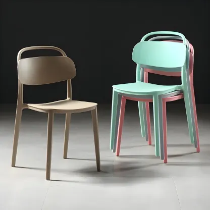 Plastic Multicolor Stackable Modern Dining Chair with Open Back Image - 1