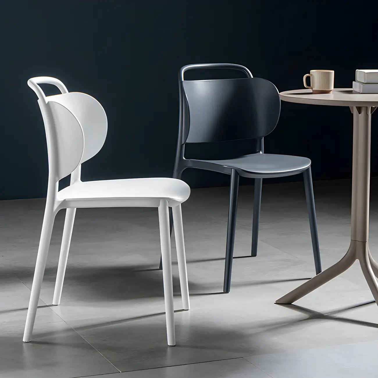 Plastic Multicolor Stackable Modern Dining Chair with Open Back Image - 3 | homeyfad