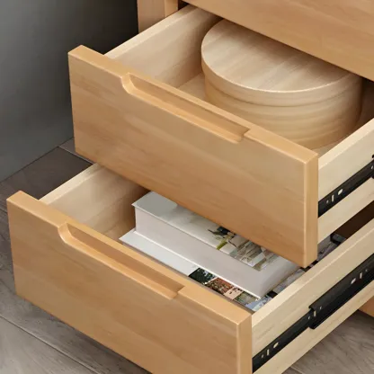 Narrow Rubberwood Lift-Top Bed Side Table with Drawers Image - 9