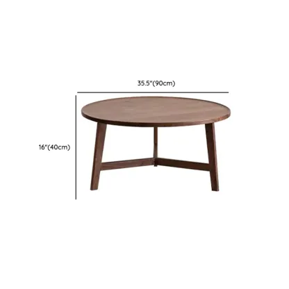 Mid-century Wooden Round Coffee Table Set with Cross Legs Image - 8