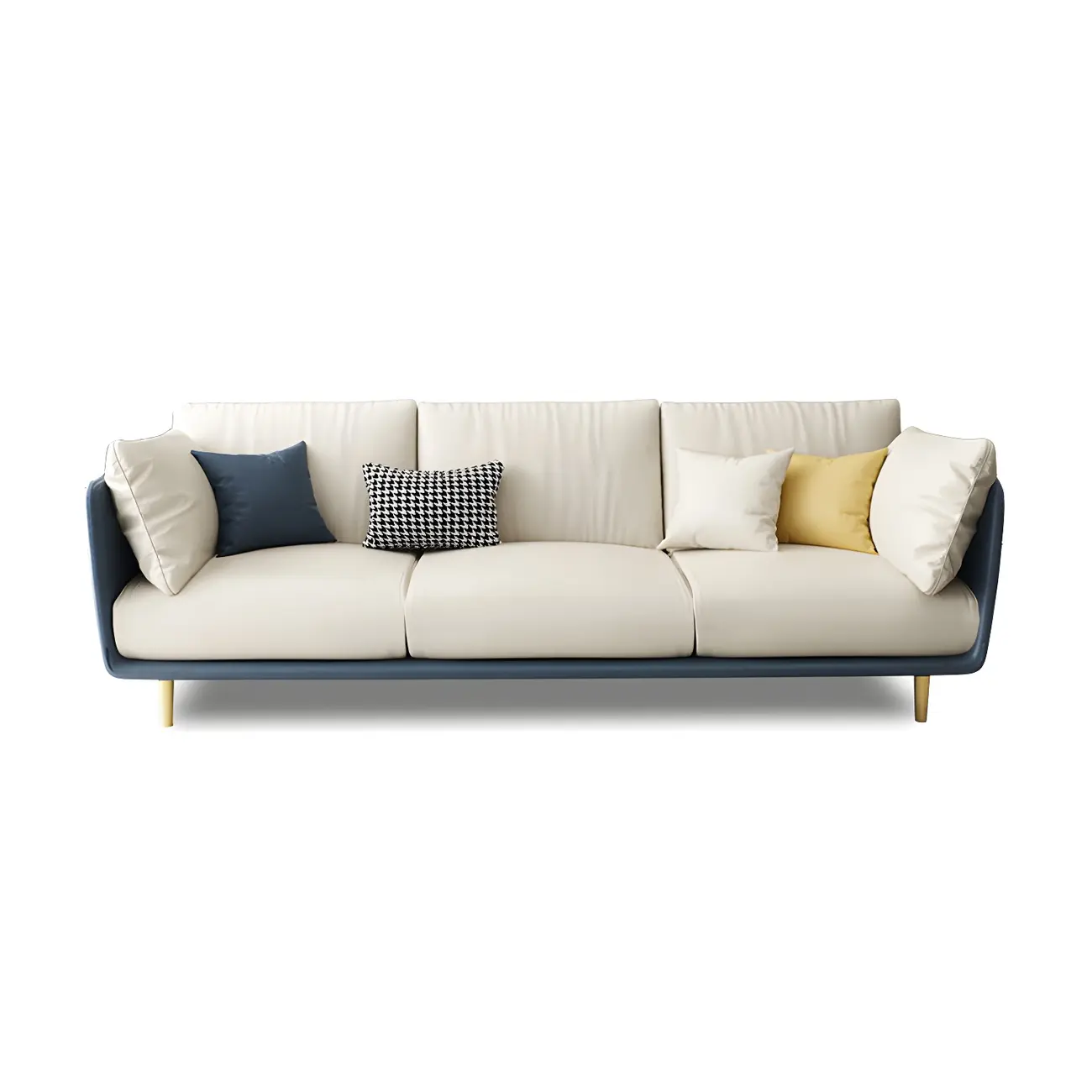 3-Seater Modern Leather Sofa with Cushioned Seat Image - 6 | homeyfad