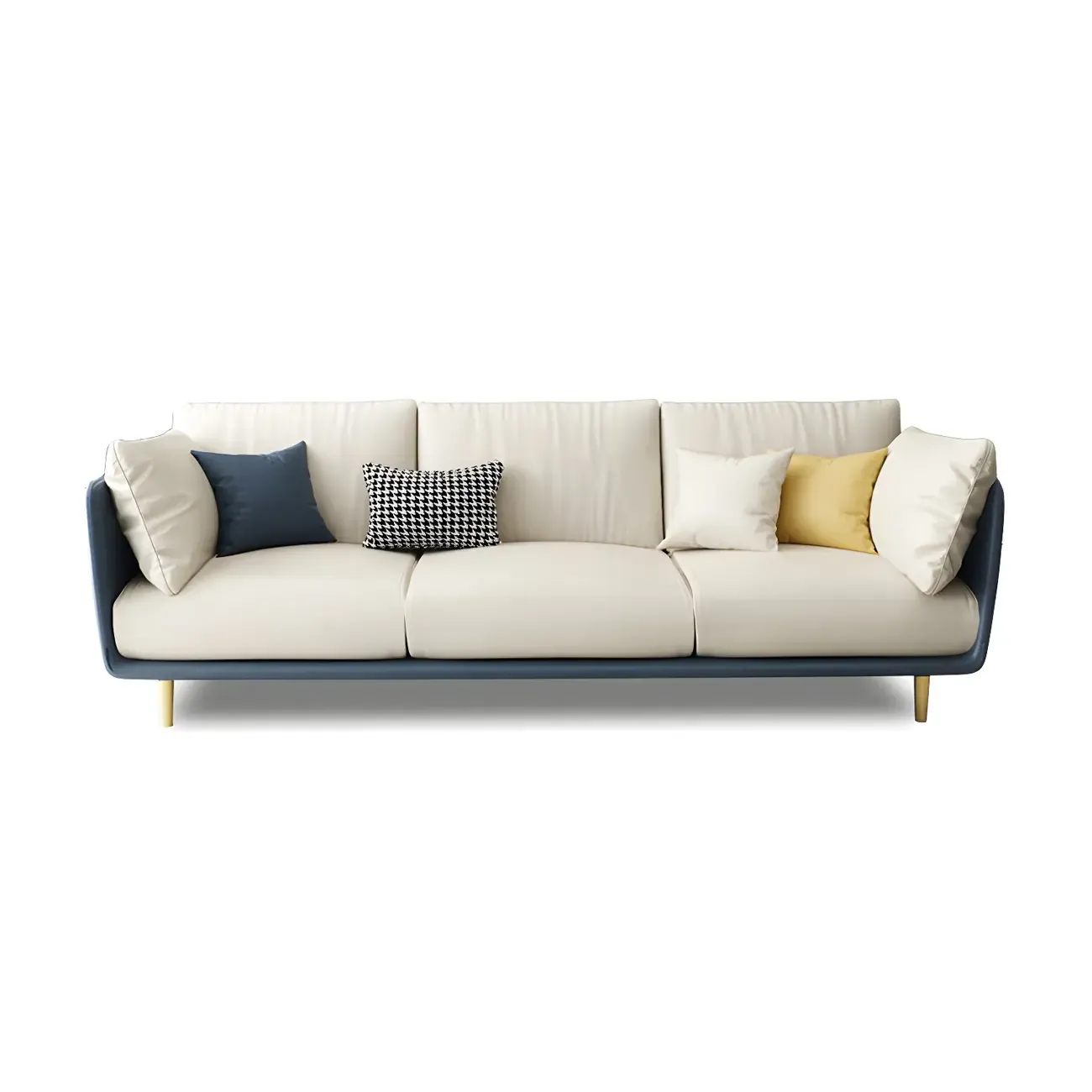 3-Seater Modern Leather Sofa with Cushioned Seat Image - 6