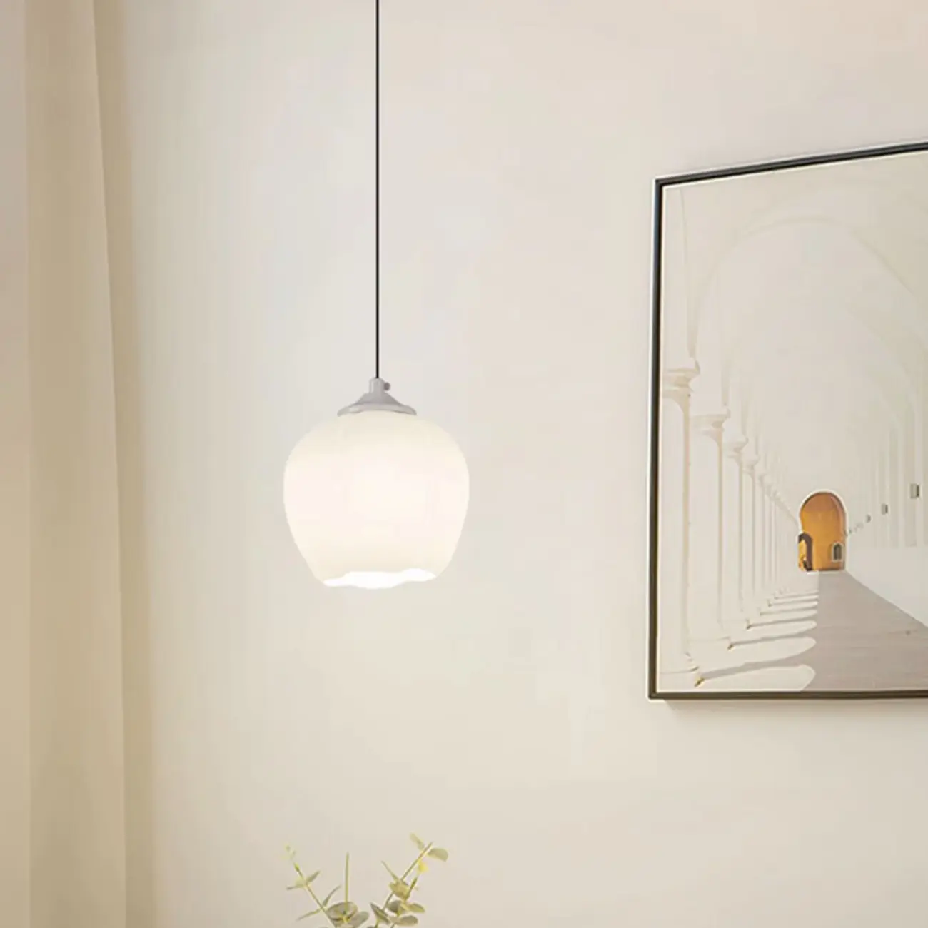 Kids white glass floral led pendant lamp with Tulip shape for bedside Image - 3 | homeyfad