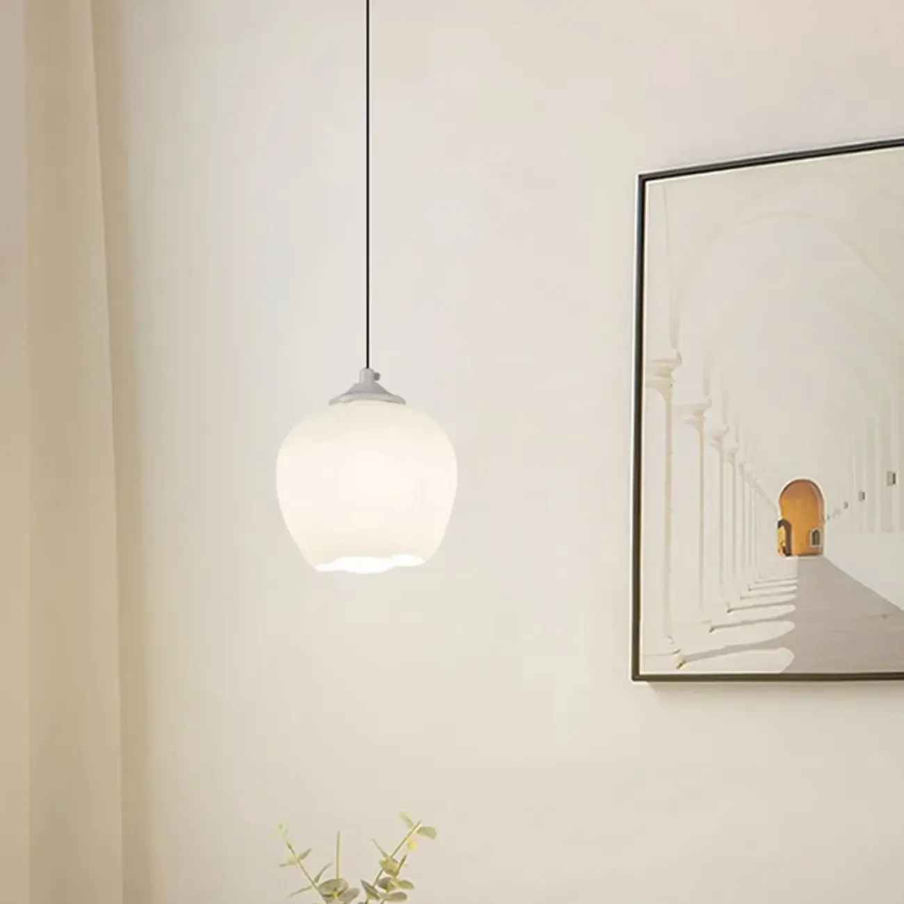 Kids white glass floral led pendant lamp with Tulip shape for bedside Image - 3