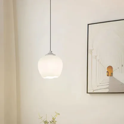 Kids white glass floral led pendant lamp with Tulip shape for bedside Image - 3