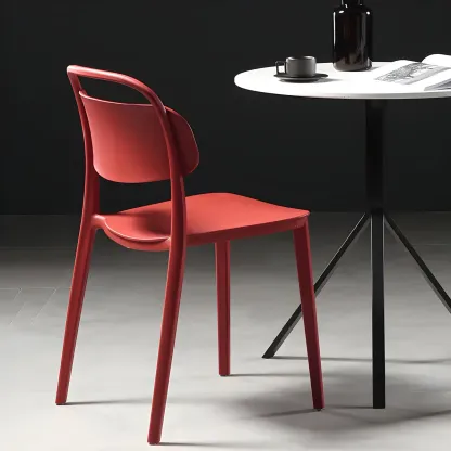 Plastic Multicolor Stackable Modern Dining Chair with Open Back Image - 5