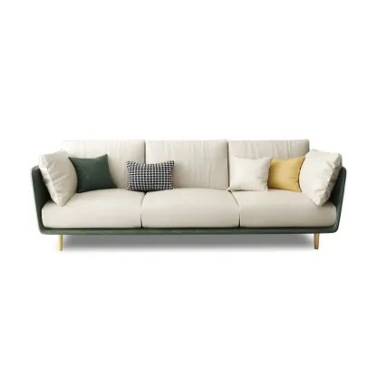 3-Seater Modern Leather Sofa with Cushioned Seat Image - 7