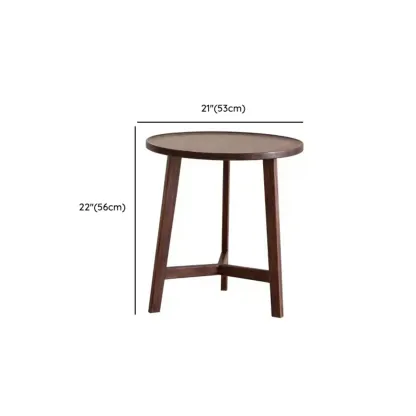 Mid-century Wooden Round Coffee Table Set with Cross Legs Image - 10