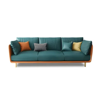 3-Seater Modern Leather Sofa with Cushioned Seat Image - 8