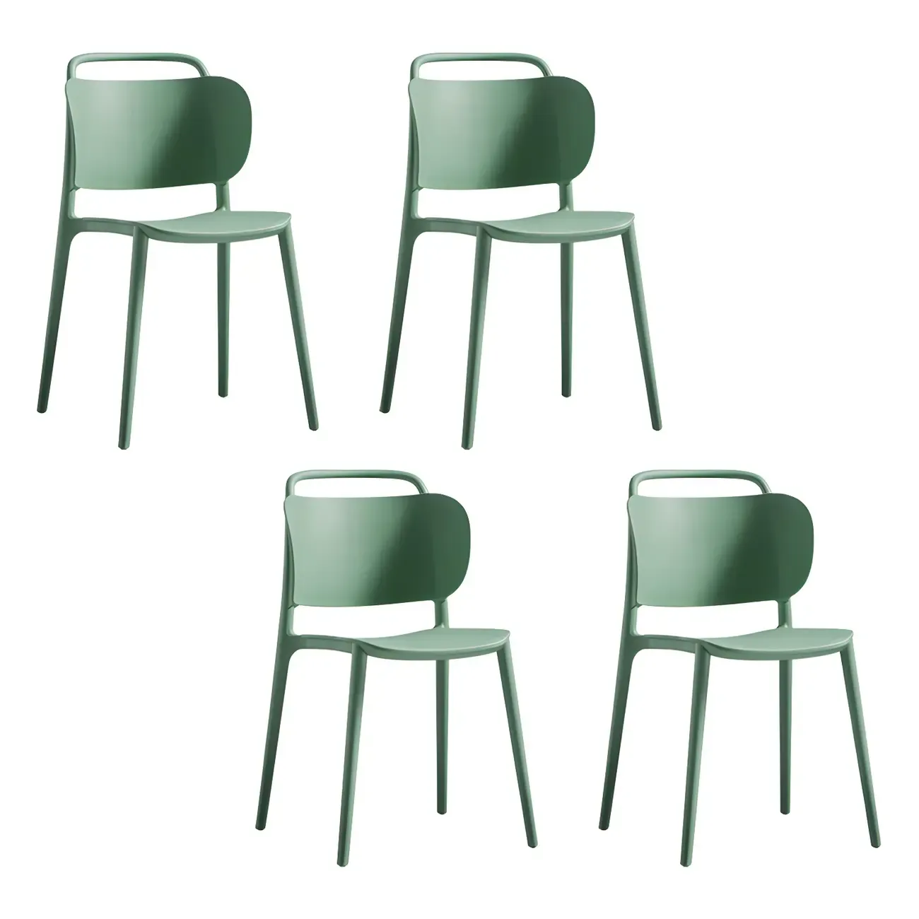 Plastic Multicolor Stackable Modern Dining Chair with Open Back Image - 6