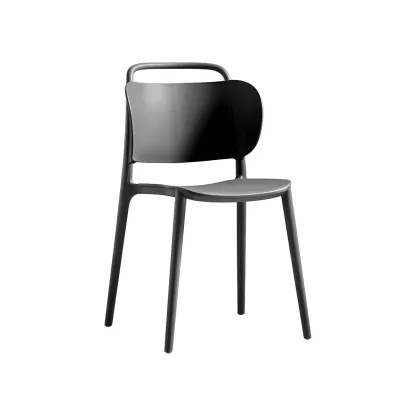 Plastic Multicolor Stackable Modern Dining Chair with Open Back Image - 7