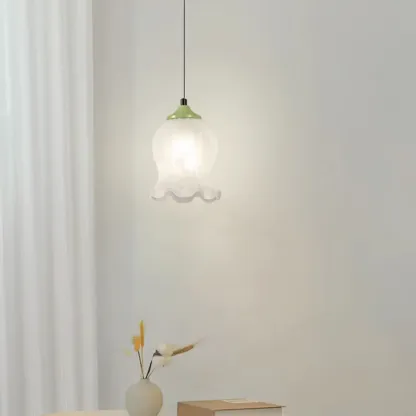 Kids white glass floral led pendant lamp with Tulip shape for bedside Image - 6