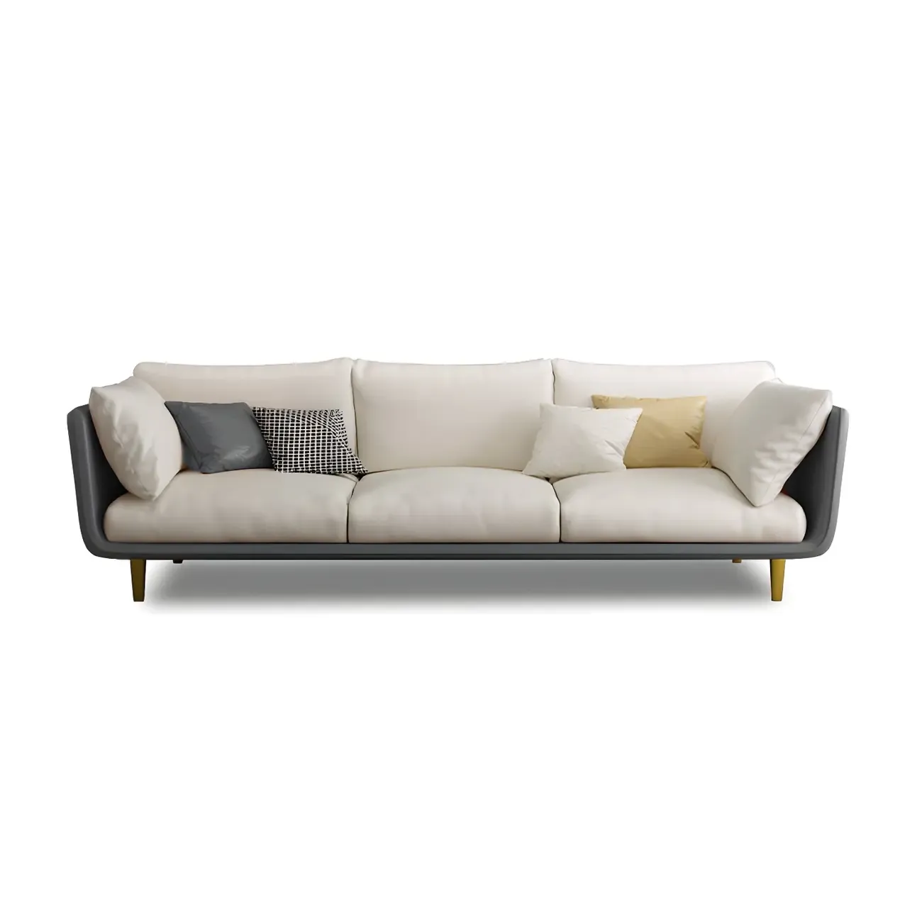 3-Seater Modern Leather Sofa with Cushioned Seat Image - 9