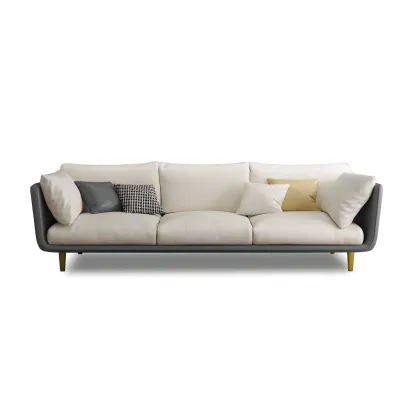 3-Seater Modern Leather Sofa with Cushioned Seat Image - 9