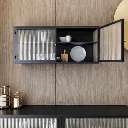 Modern Metal Display Cabinet  Easy to Store with Glazed Door Image - 1