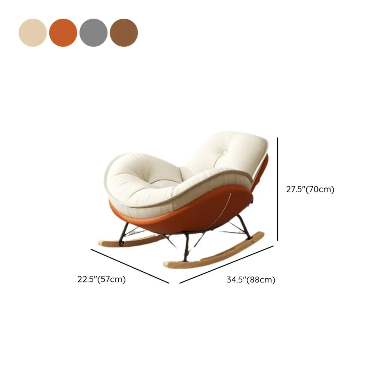 Upholstered Flared Arm Rocking Chair with Optional Ottoman #size | homeyfad