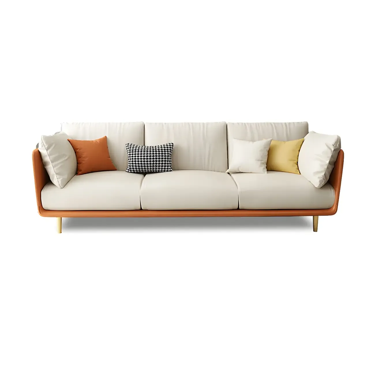 3-Seater Modern Leather Sofa with Cushioned Seat Image - 10