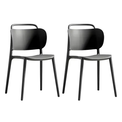Plastic Multicolor Stackable Modern Dining Chair with Open Back Image - 9