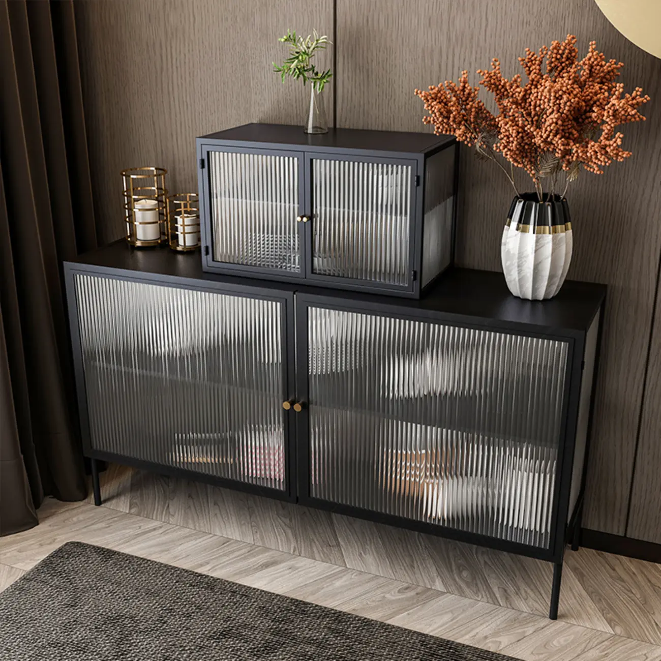 Modern Metal Display Cabinet  Easy to Store with Glazed Door Image - 2 | homeyfad