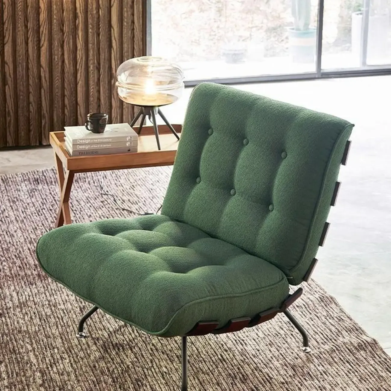 Traditional Tufted Mohair Reclining Side Chair Image - 3