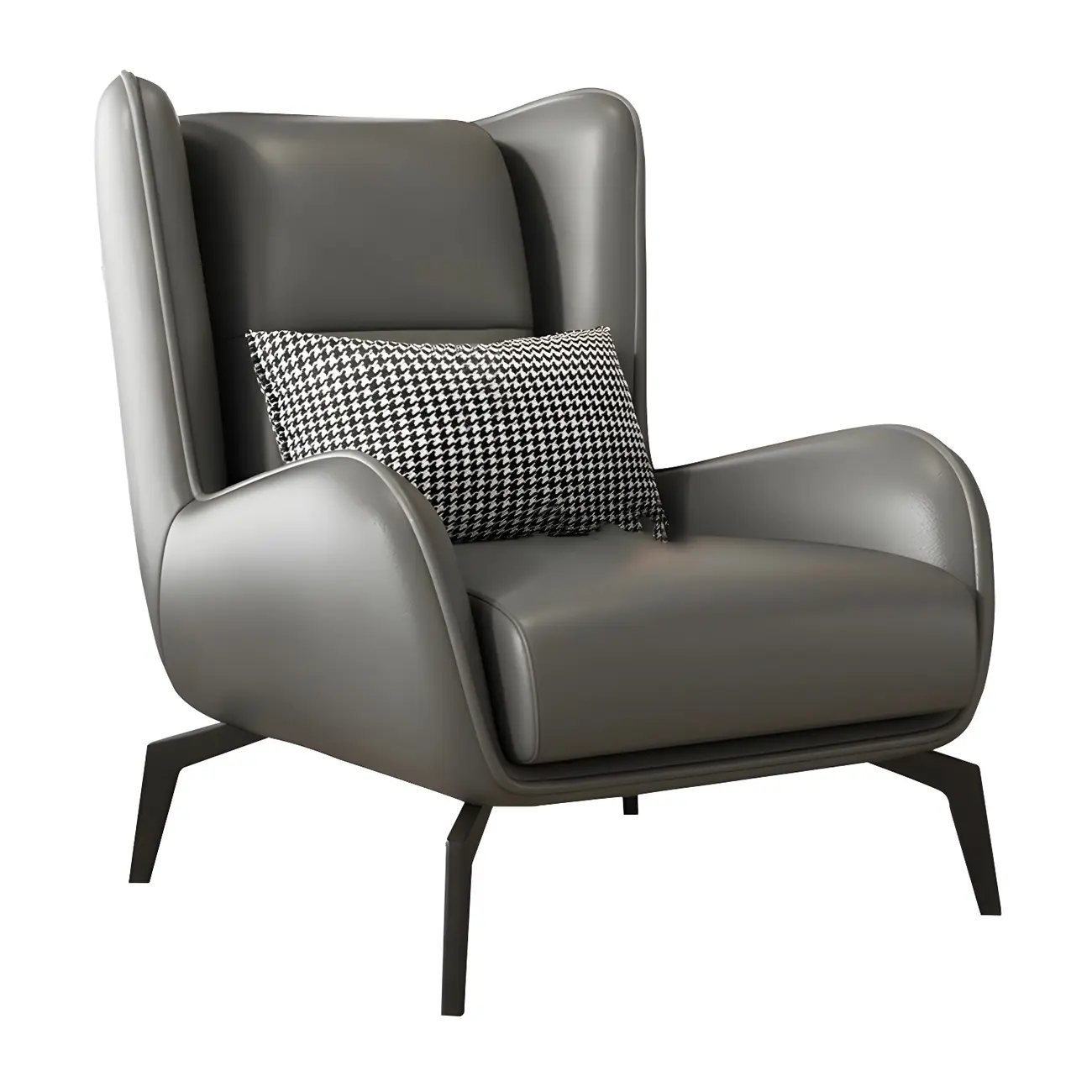 Modern Beige Leather Accent Chair with One Pillow Image - 11 | homeyfad