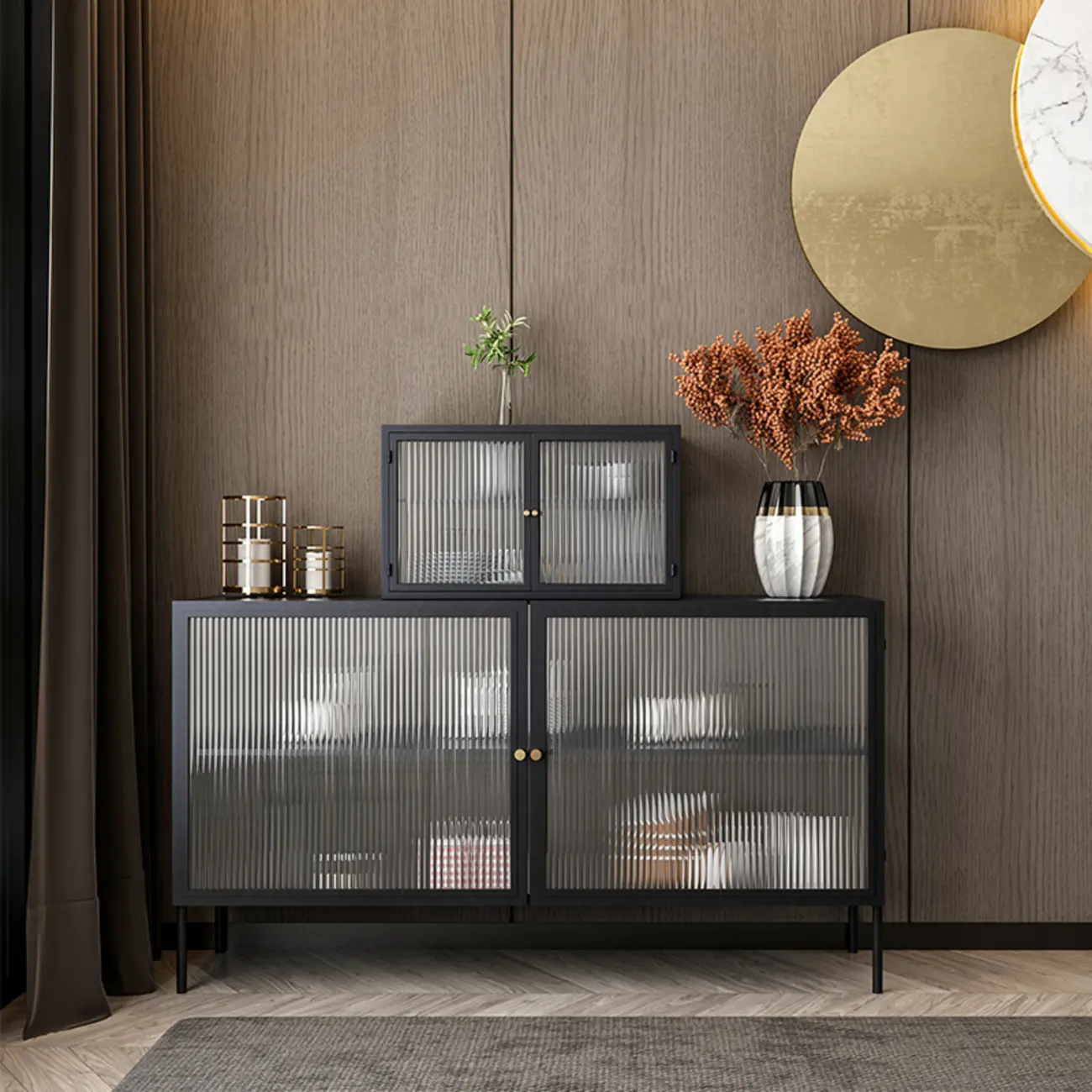 Modern Metal Display Cabinet  Easy to Store with Glazed Door Image - 3 | homeyfad
