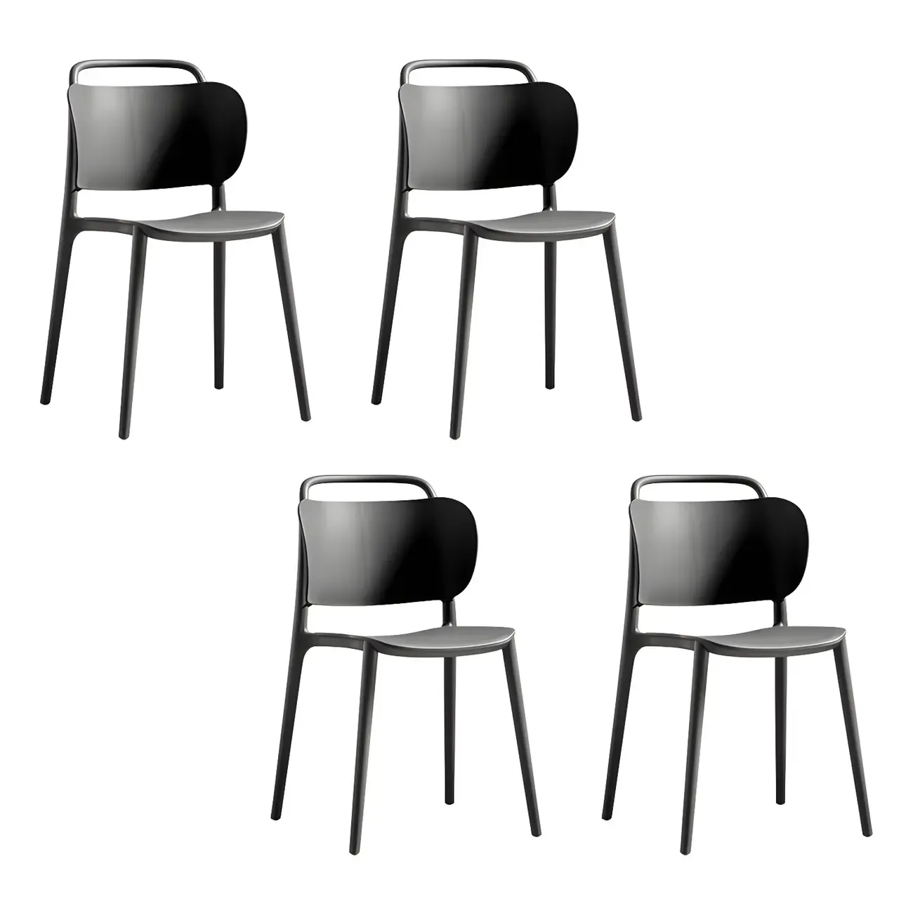 Plastic Multicolor Stackable Modern Dining Chair with Open Back Image - 12