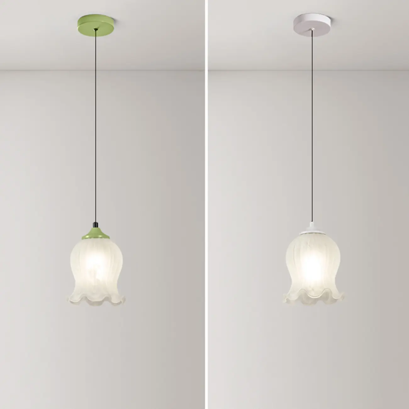 Kids white glass floral led pendant lamp with Tulip shape for bedside Image - 13 | homeyfad