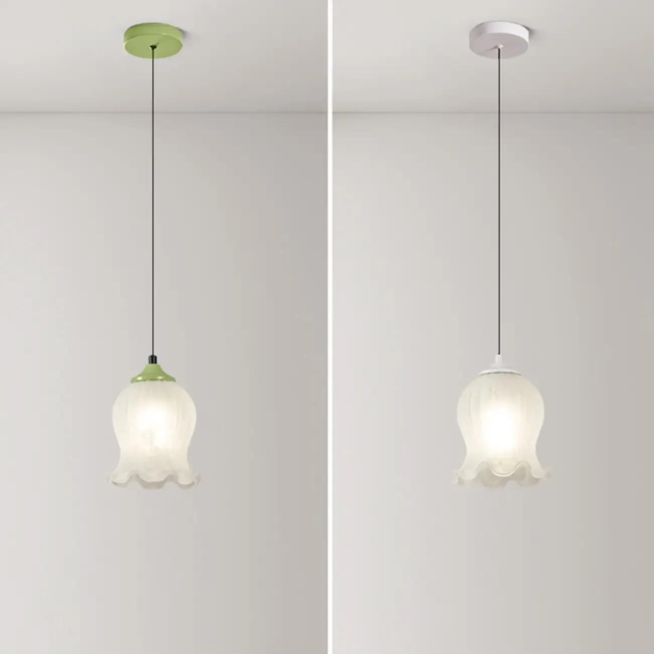 Kids white glass floral led pendant lamp with Tulip shape for bedside Image - 13