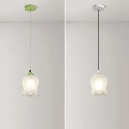 Kids white glass floral led pendant lamp with Tulip shape for bedside Image - 13