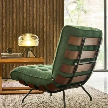 Traditional Tufted Mohair Reclining Side Chair Image - 5