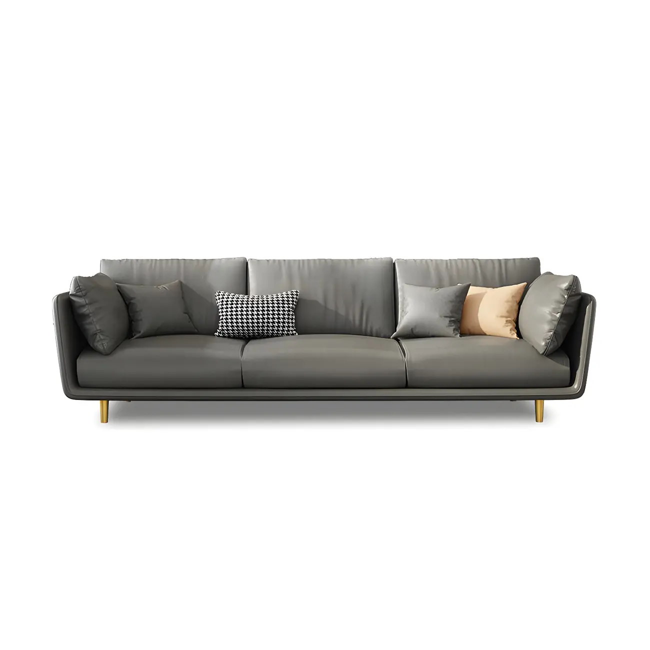 3-Seater Modern Leather Sofa with Cushioned Seat Image - 15 | homeyfad