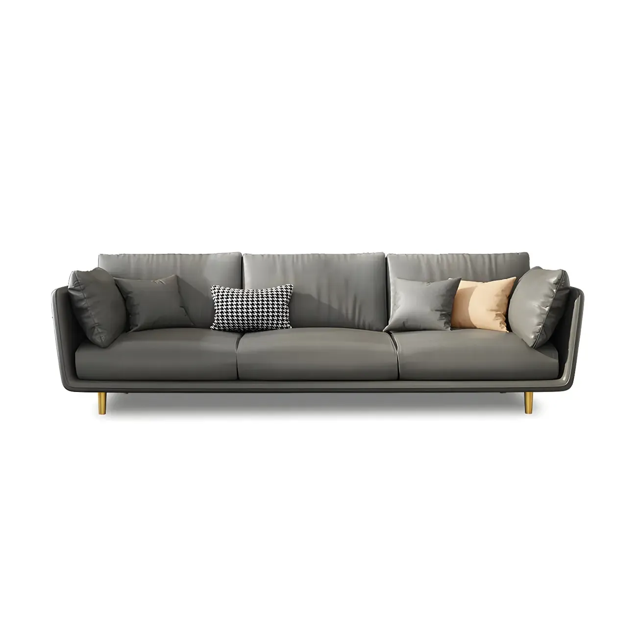 3-Seater Modern Leather Sofa with Cushioned Seat Image - 15