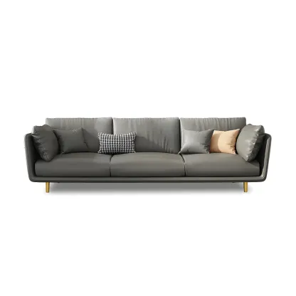 3-Seater Modern Leather Sofa with Cushioned Seat Image - 15
