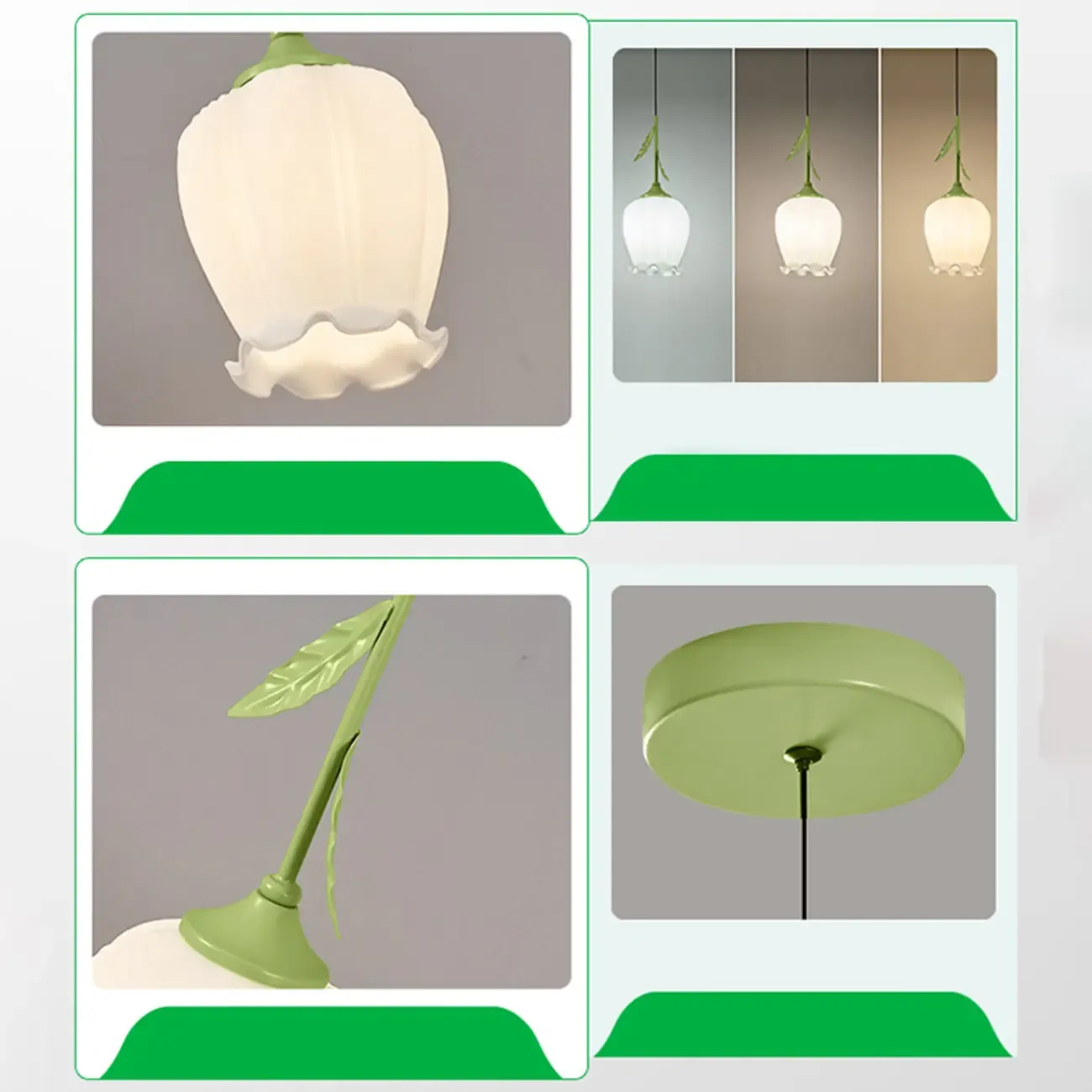 Kids white glass floral led pendant lamp with Tulip shape for bedside Image - 15