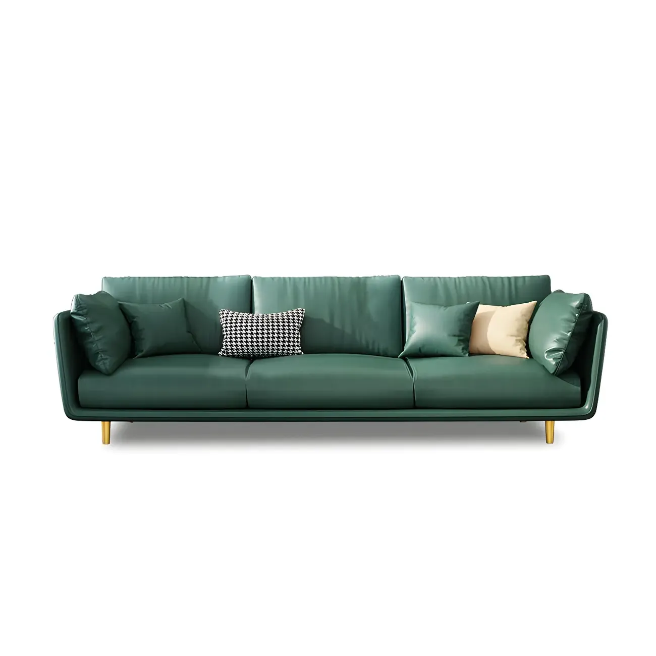 3-Seater Modern Leather Sofa with Cushioned Seat Image - 16