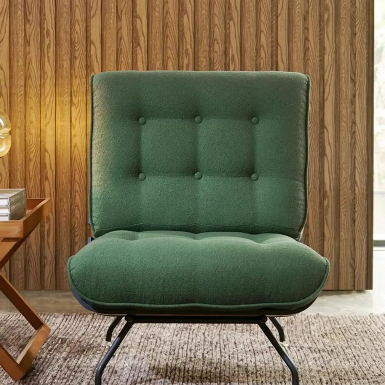 Traditional Tufted Mohair Reclining Side Chair Image - 7