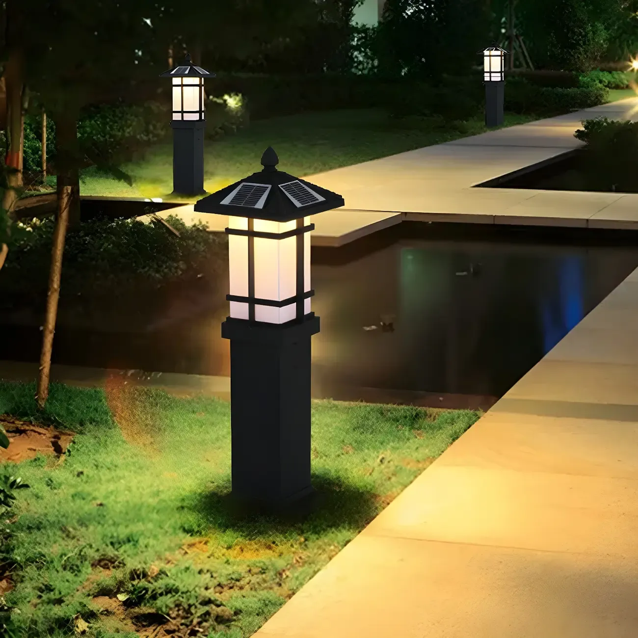 Solar LED Frosted Glass Staked Light for Outdoor Pathway Image - 1