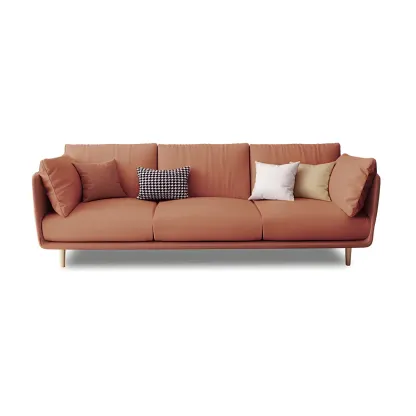 3-Seater Modern Leather Sofa with Cushioned Seat Image - 17