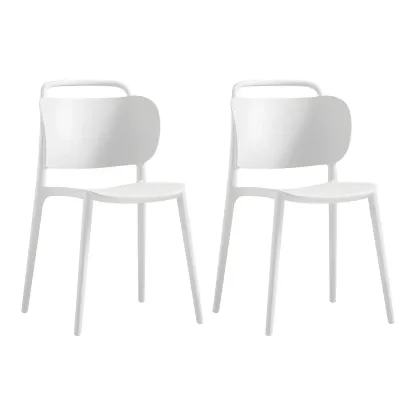 Plastic Multicolor Stackable Modern Dining Chair with Open Back Image - 15