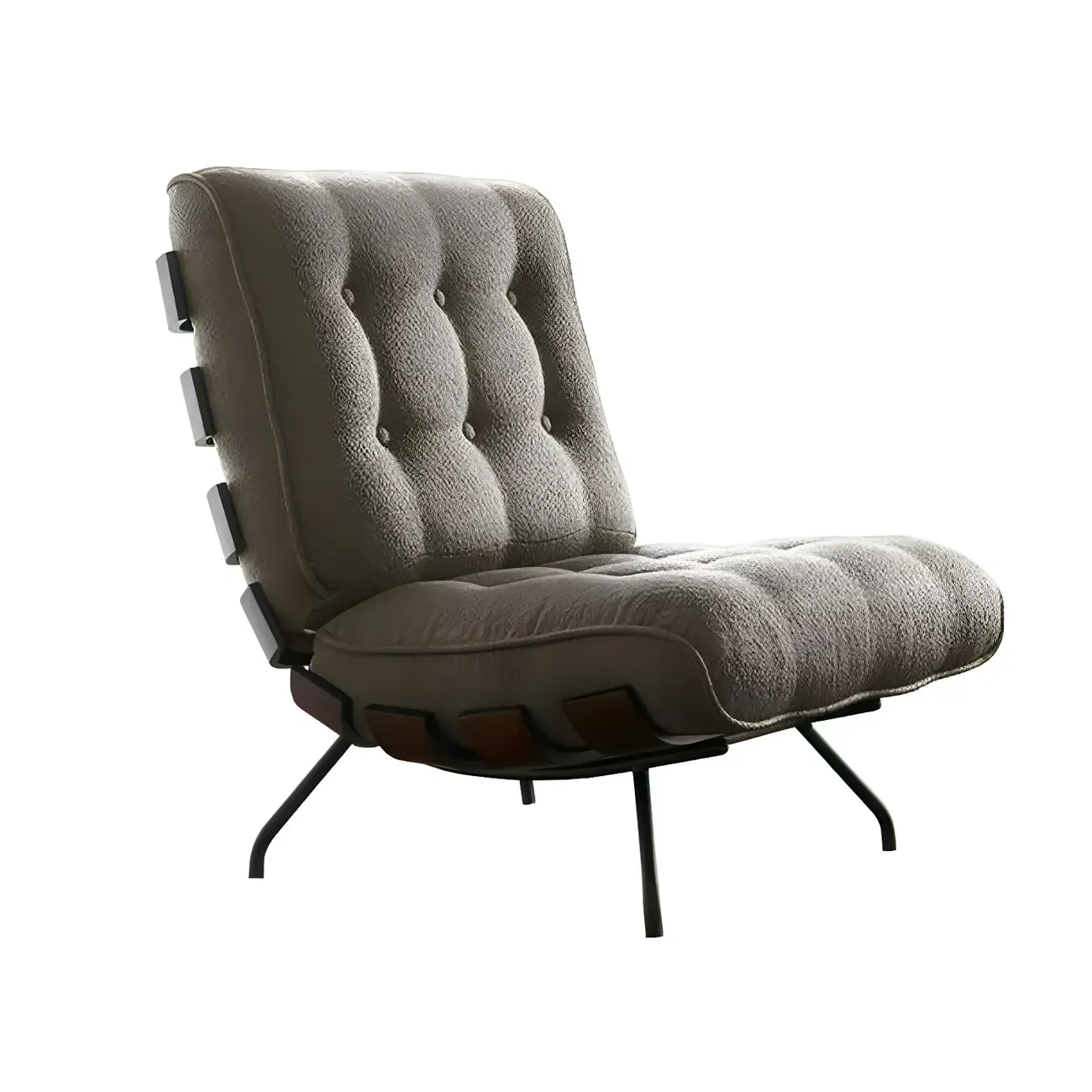 Traditional Tufted Mohair Reclining Side Chair Image - 8